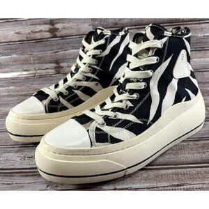 R13 Black Zebra Kurt High Top Sneakers size 10 men 12 women brand new mspr $495